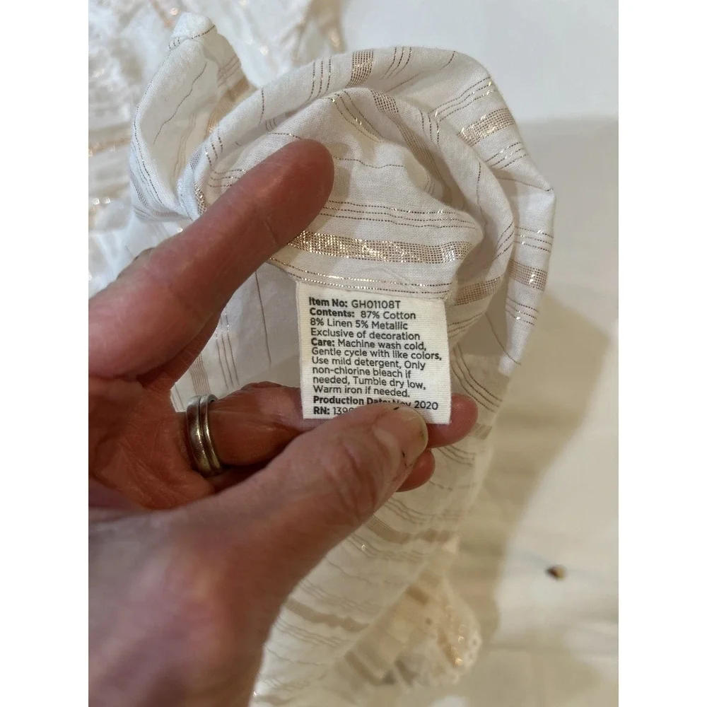 Boho western Hippie‎ Good Heart Matilda Jane mockingbird Ivory Stripe Metallic S - Picture 6 of 9